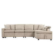 Load image into Gallery viewer, 109.8&quot;L-shaped Couch Sectional Sofa with Storage Chaise,Cup Holder and USB Ports for Living Room, Beige
