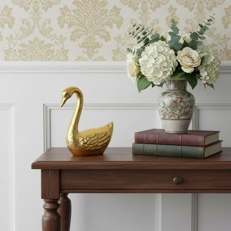 Swan Hand Painted Figurine - Gold