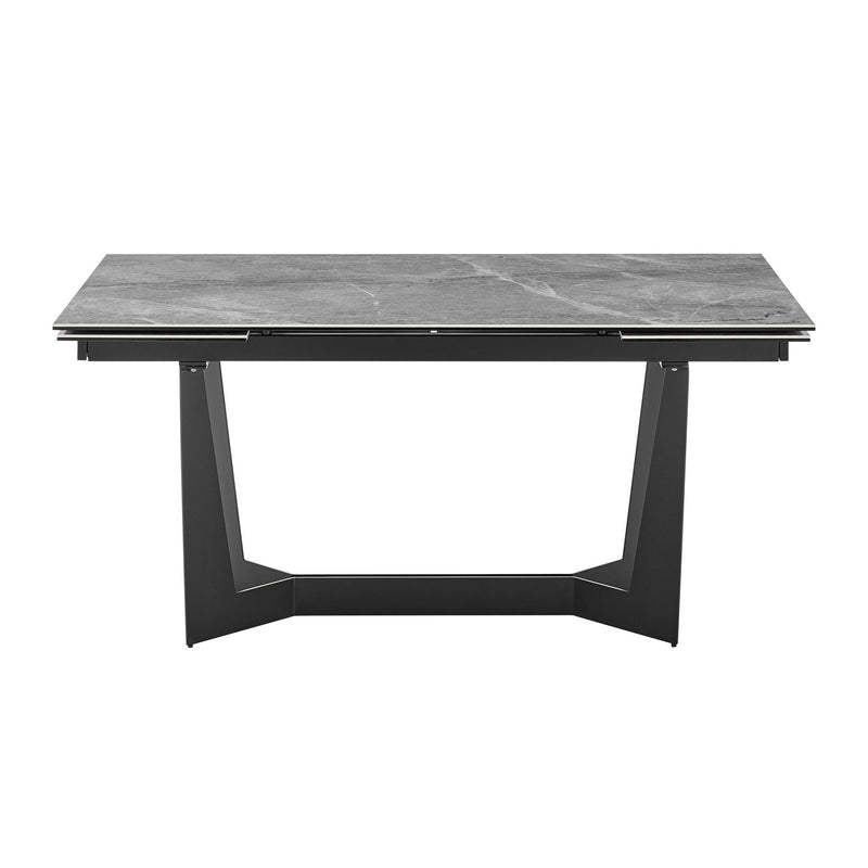 94" Ceramic And Steel Trestle Base Dining Table - Gray