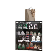 Load image into Gallery viewer, 4 Layers Shoe Cabinet With Glass Door And Glass Layer Shoes Display Cabinet With LED Light Bluetooth Control - Black
