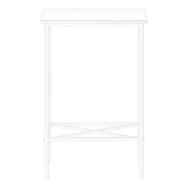 24" Wood And Metal End Table With Shelf - White