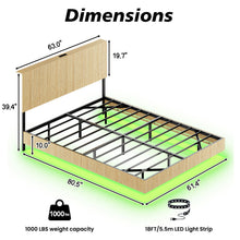 Load image into Gallery viewer, Floating Bedstead With Charging Station And LED Lights
