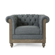 Load image into Gallery viewer, Fabric Upholstered Club Chair With Scrolled Tuxedo Arms
