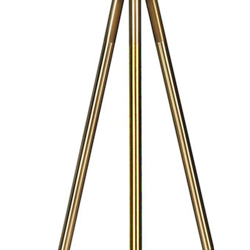 Floor Lamp With Cream Drum Shade - Matte Gold