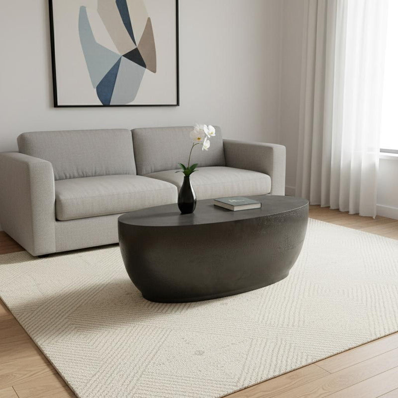 Aluminum Oval Solid Coffee Table - Graphite