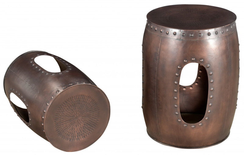 Iron Round End Tables - Copper