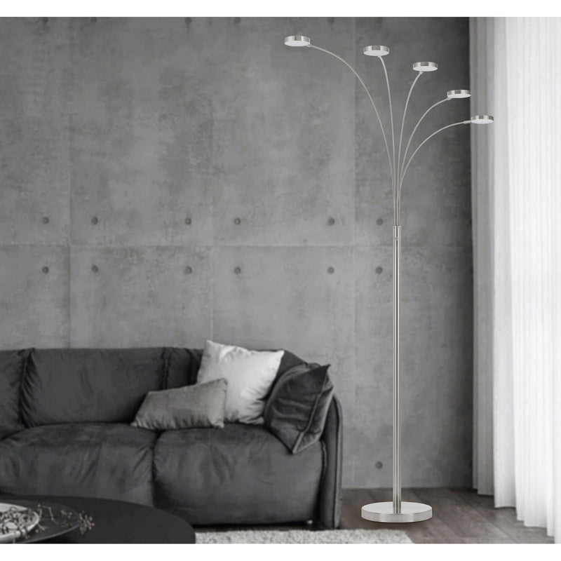 82" Five Light LED Arc Floor Lamp - Nickel