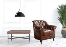 Load image into Gallery viewer, Top Grain Leather Tufted Chesterfield Chair - Brown
