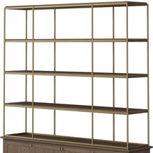 Load image into Gallery viewer, Four Tier Bookcase With Four Doors - Antiqued Brass / Brown
