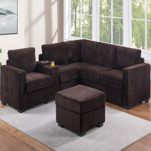 Load image into Gallery viewer, Contemporary L-Shaped Sectional Set With USB Console &amp; Ottoman
