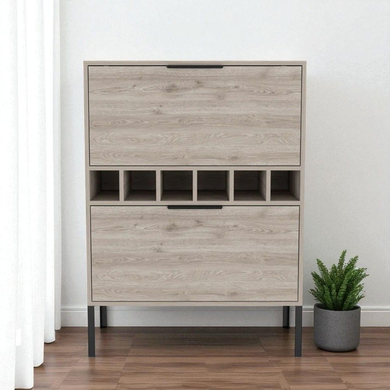43" Wood Console Bar Cabinet With Two Doors - Beige
