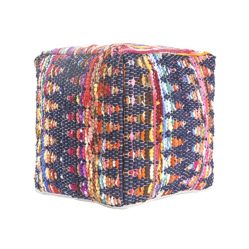 Upholstery Cube Pouf Ottoman - Blue