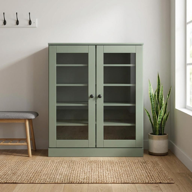 Twenty Pair Solid Woodshoe Storage Cabinet (752338) - Sage