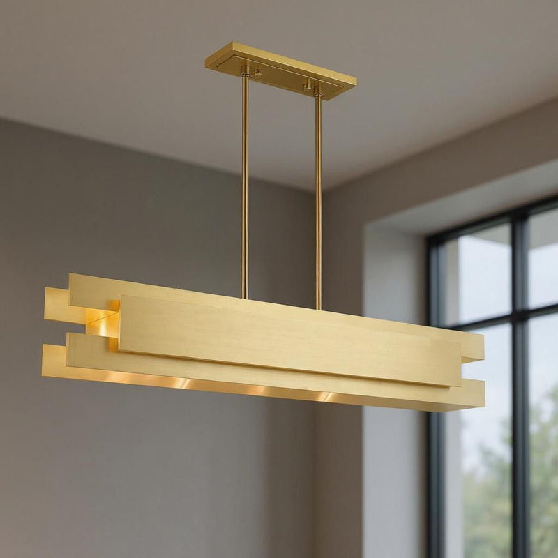 17" Five Light Dimmable Chandelier With Shades - Brass