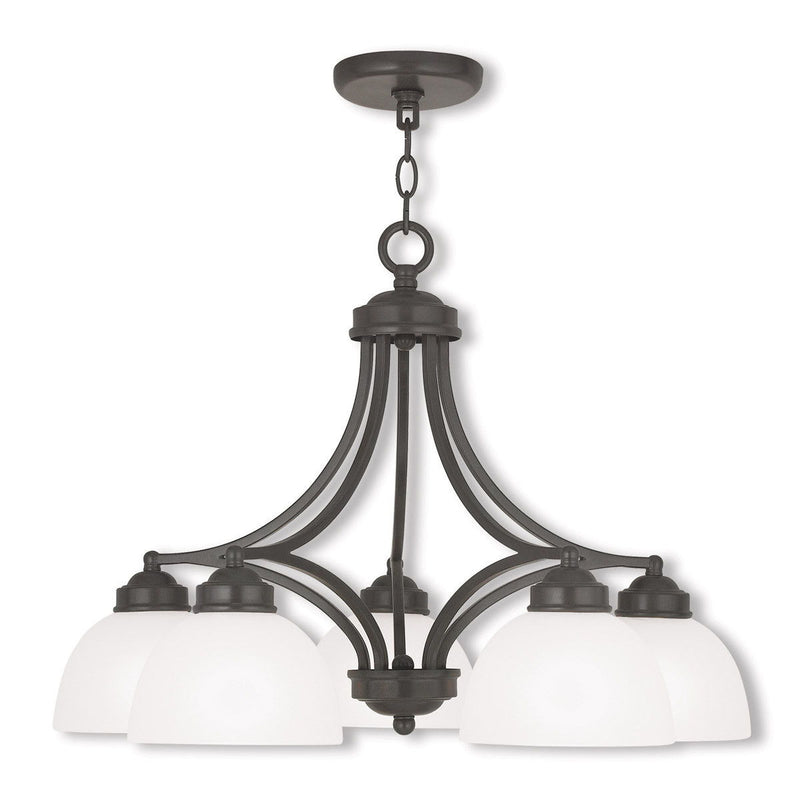 18" Five-Light Dimmable Chandelier With Shades - Bronze