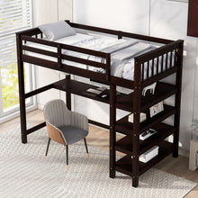 Load image into Gallery viewer, Loft Bed With Storage Shelves And Under Bed Desk
