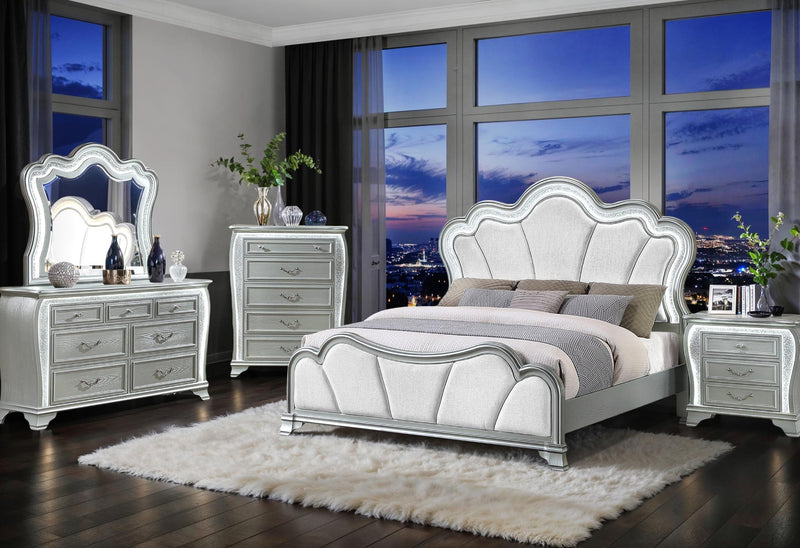 Wood Crowned Top Lighted Dresser Mount Framed - Silver