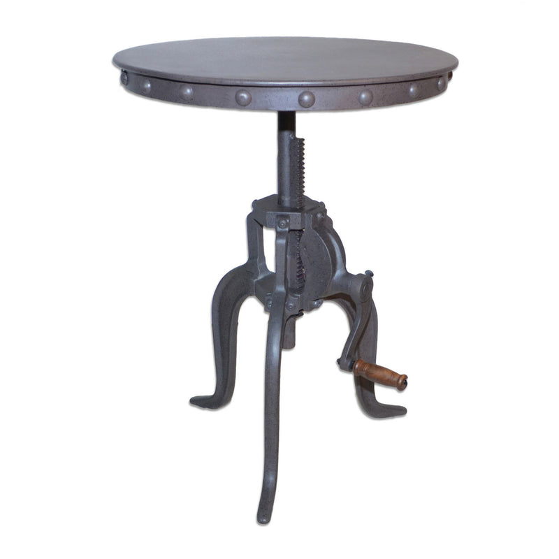 Iron Height Adjustable Round End Table - Gray