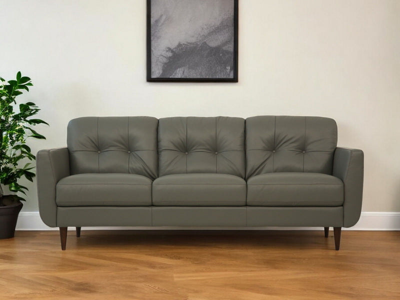 Leather Sofa With Black Legs - Green