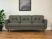 Load image into Gallery viewer, Leather Sofa With Black Legs - Green
