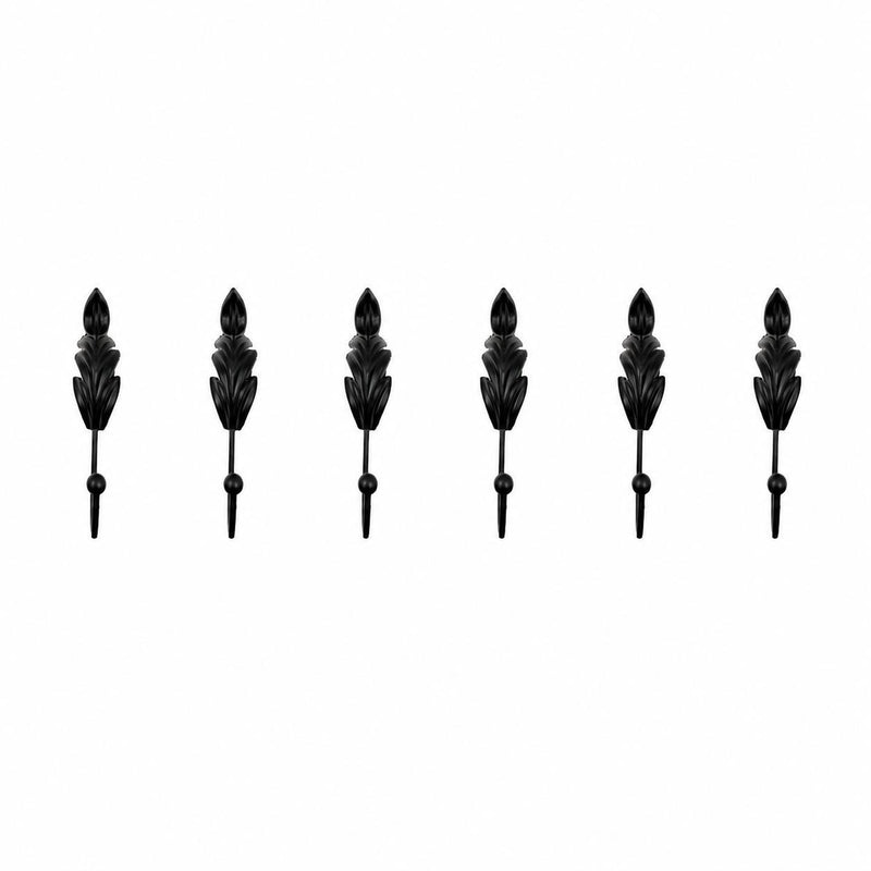 Steel Feather Wall Hooks (Set of 6) - Black
