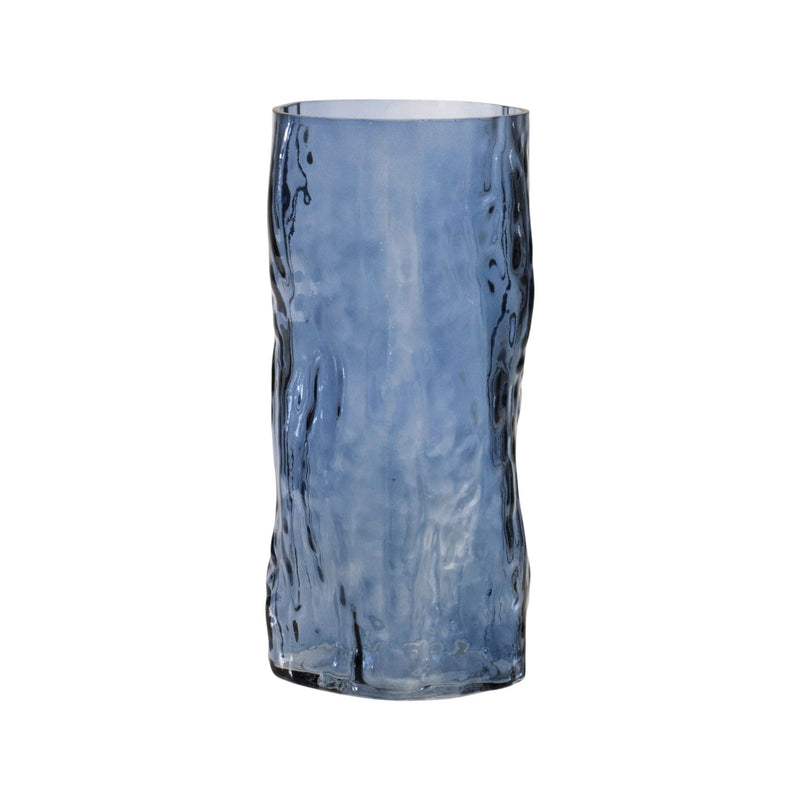 Glass Wavy Table Vases (Set of 2) - Blue