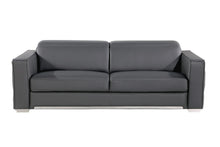 Load image into Gallery viewer, Top Grain Leather Reclining Solid Wood Sofa - Dark Gray
