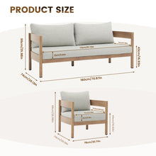 Load image into Gallery viewer, Outdoor Sofa Set Of 3 With Weather Resistant Cushions (Coffee Table Not Included) - Oak
