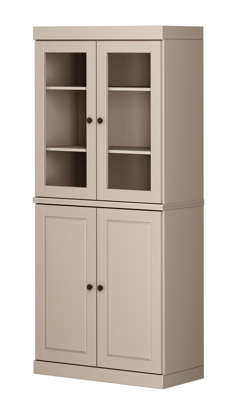 Solid Wood Adjustable Six Tier Library Bookcase With Four Doors (751523) - Beige