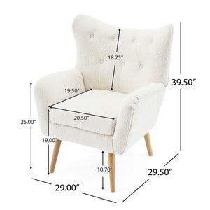 Mid - Century Modern Arm Chair With Wingback Design Wood Legs