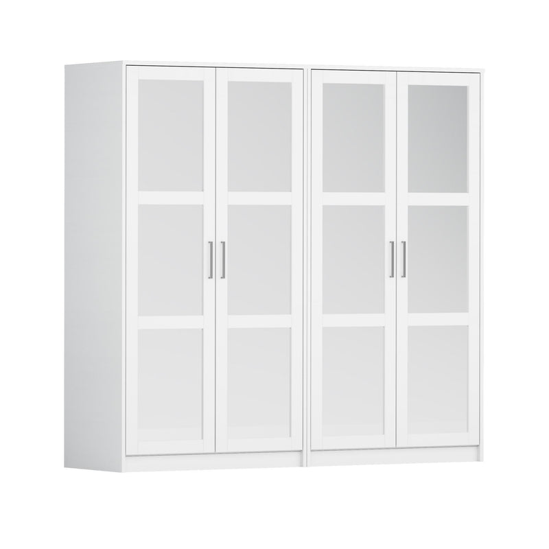 Solid Wood Mirrored Four Door Combo Dresser (765111) - White