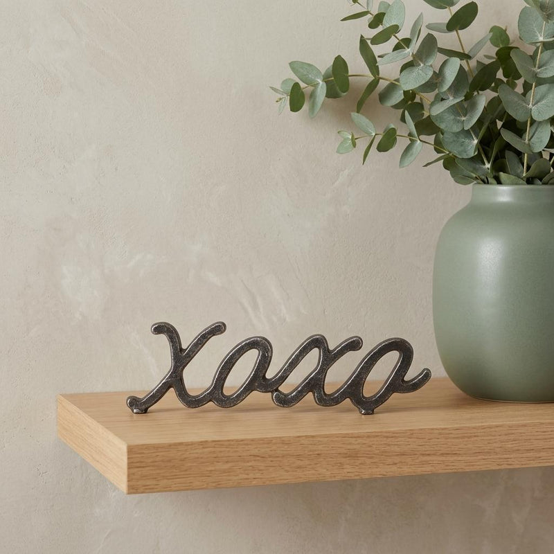 Hand Painted XOXO Sentiment Tabletop Sculpture - Black
