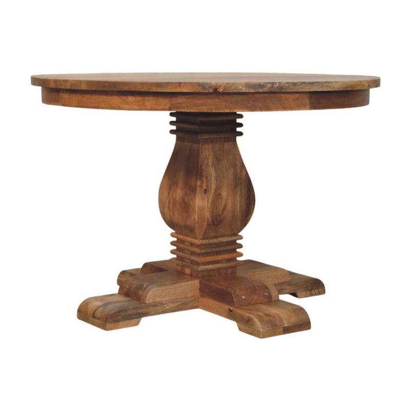 Solid Wood Pedestal Base Round Top Dining Table - Brown