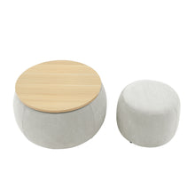 Load image into Gallery viewer, Round Storage Ottoman, 2 In 1 Function, End Table And Ottoman
