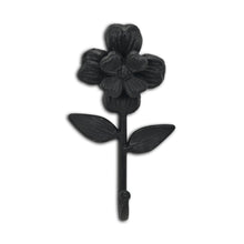 Load image into Gallery viewer, 4" Cast Iron Flower Wall Hook - Black
