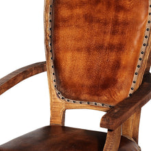 Load image into Gallery viewer, Upholstered Leather King Louis Back Dining Arm Chair - Gray
