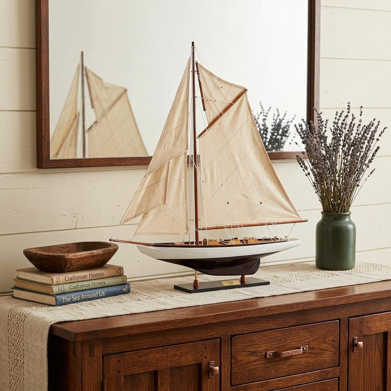 Hand Painted Model Boat (624670) - Dark Brown / Beige