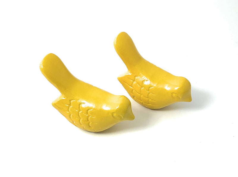 Bird Bird Figurine Tabletop Sculpture (Set of 2) - Yellow