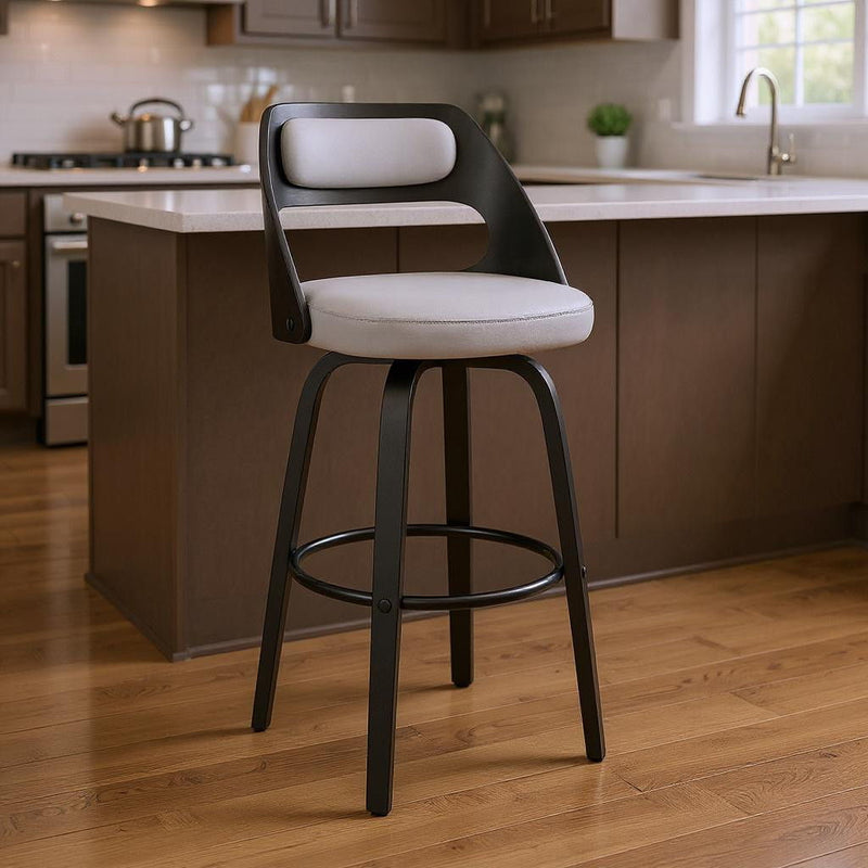 37" Faux Leather Swivel Counter Height Bar Chair - Gray / Black