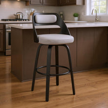 Load image into Gallery viewer, 37" Faux Leather Swivel Counter Height Bar Chair - Gray / Black
