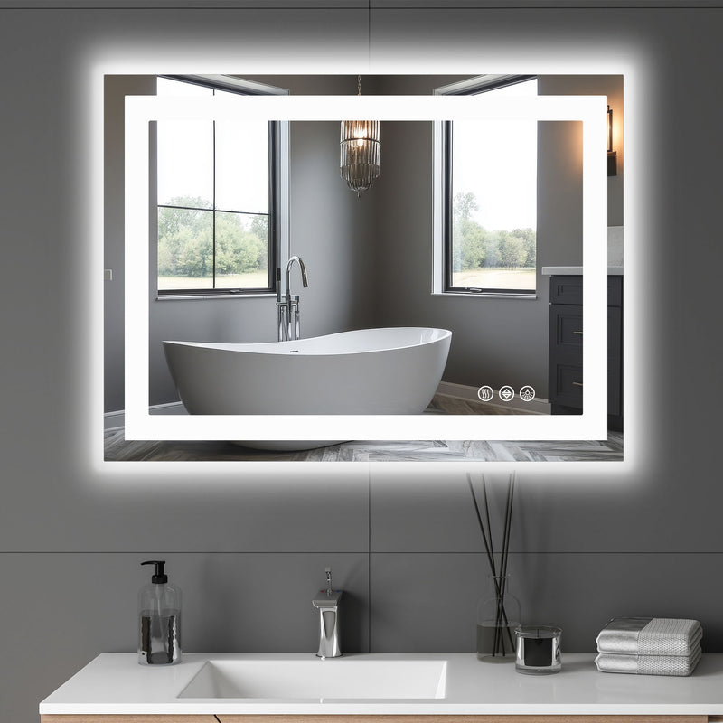 24'' Frameless Bathroom Vanity Mirror - White