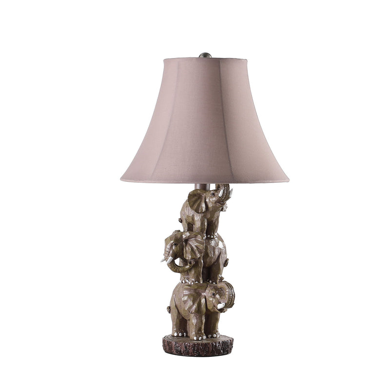 Elephant Trio Table Lamp With Brown Bell Shade - Brown