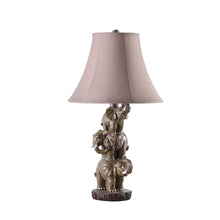 Load image into Gallery viewer, Elephant Trio Table Lamp With Brown Bell Shade - Brown
