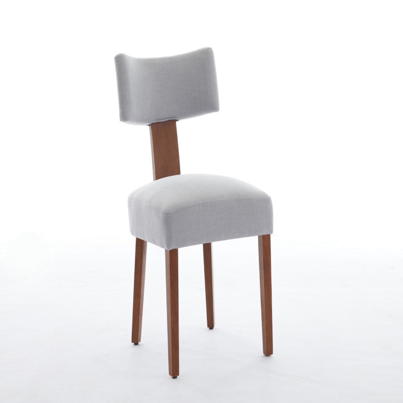 Tufted Solid Wood Partially Open Back Dining Side Chairs (Set of 2) - Gray / Brown