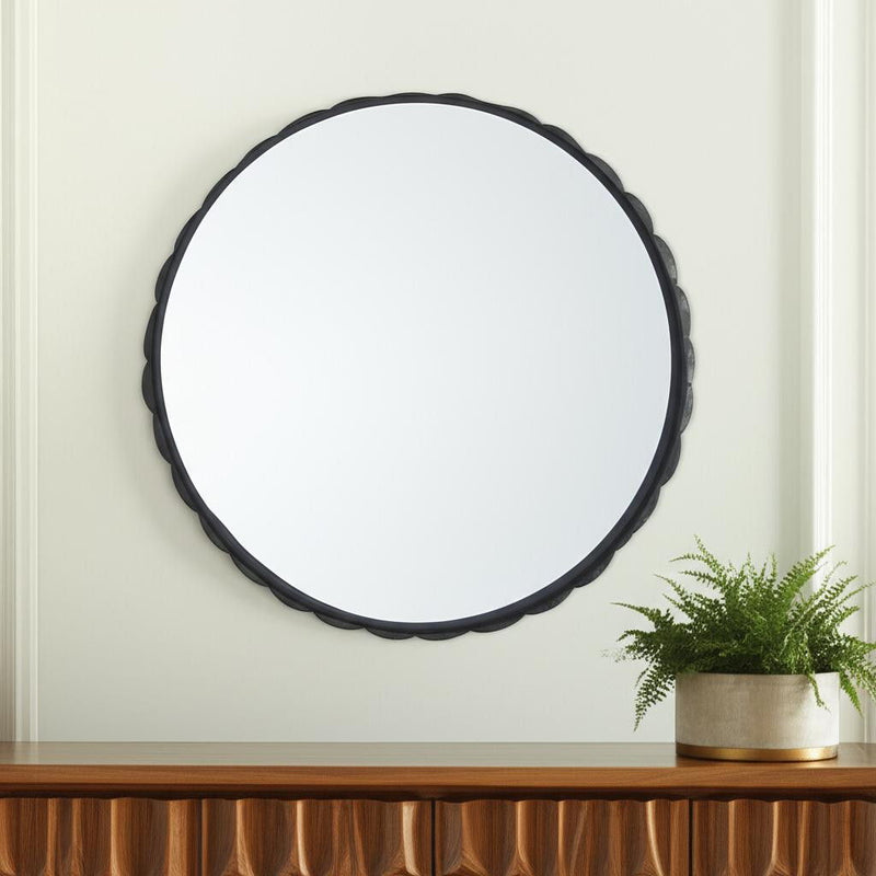 30" Metal Scalloped Framed Accent Mirror - Black