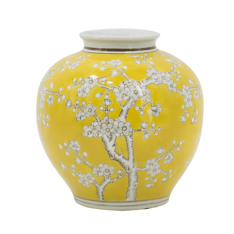 Chinoiserie Floral Porcelain Table Vase (574266) - Yellow / White