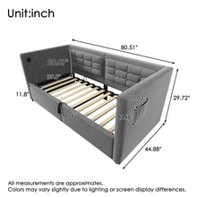 Load image into Gallery viewer, Upholstered Hydraulic Storage Daybed With USB &amp; Type C Charging
