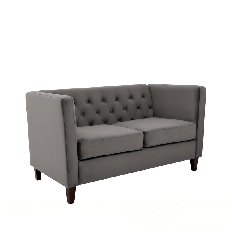Button Tufted Loveseat, 2 Seater With Square Arm Couch For Living Room