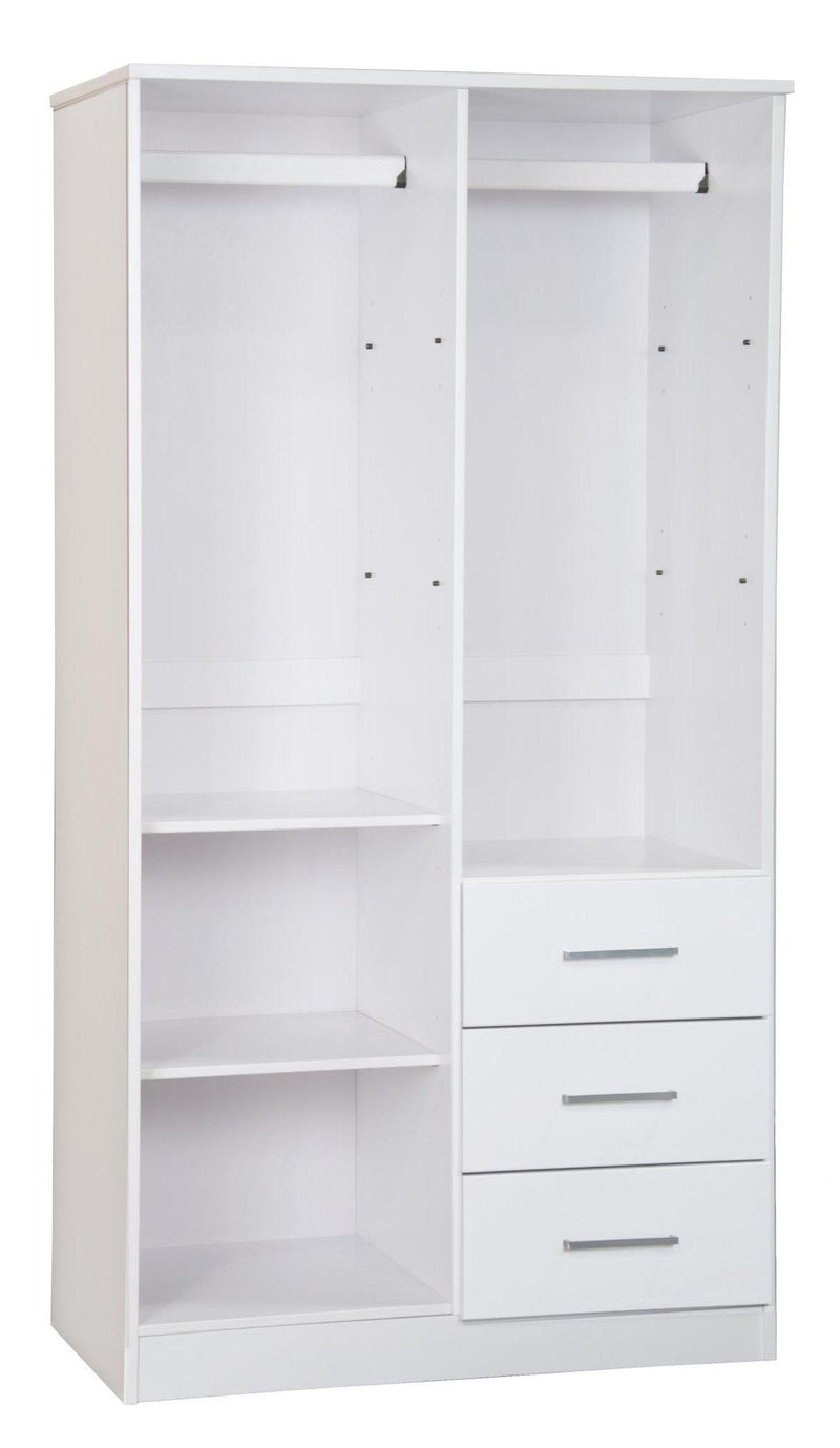 Solid Wood Two Door Three Drawer Combo Dresser - White