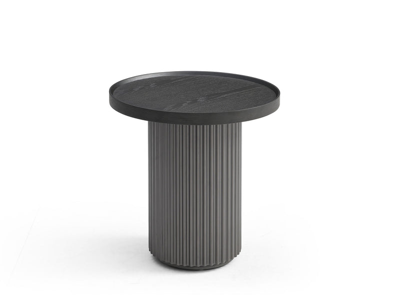 Wood Round Pedestal End Table - Dark Gray